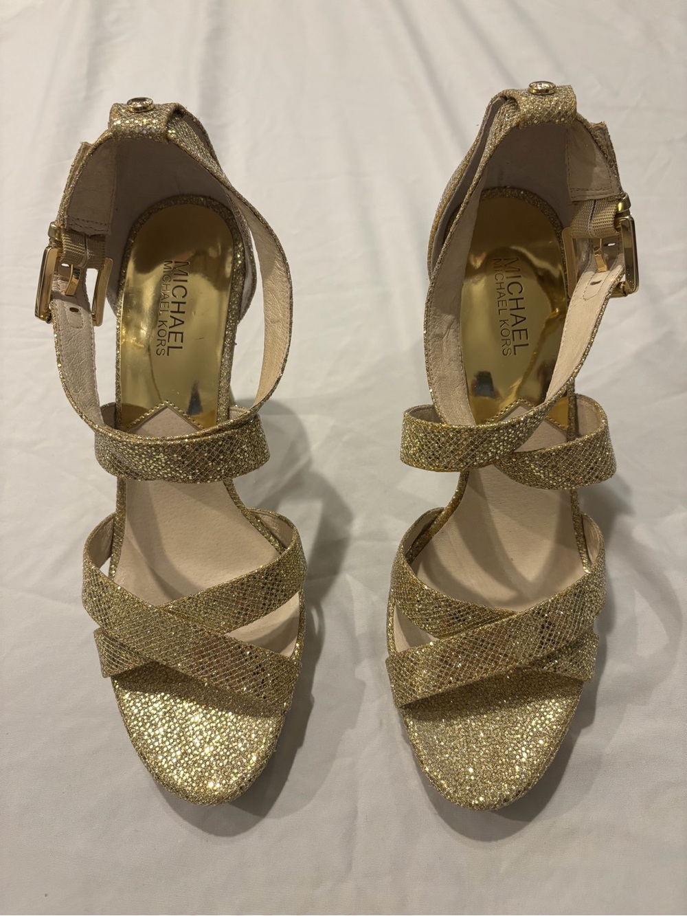 Michael Kors Gold Glitter High Heel Sandals